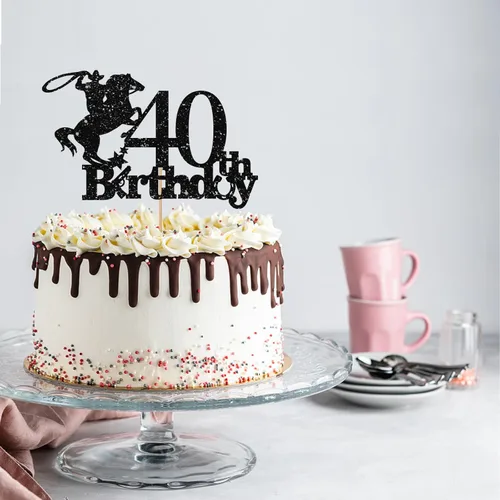 Miniatura 4 de Cowboy - Decoración para pastel de cumpleaños 40 para hombres, decoración de pastel de cumpleaños 40 para hombres, decoración de pastel