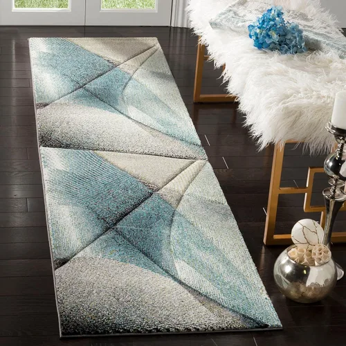 Miniatura 5 de SAFAVIEH Hollywood Collection - Alfombra decorativa de 2 pies 7 pulgadas x 5 pies, gris y azul, diseño moderno de mediados de siglo, no desprende