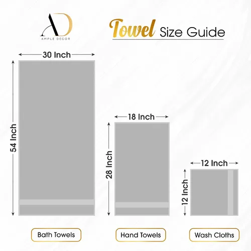 Miniatura 3 de Ample Decor Juego de toallas de baño 100% algodón, 6 piezas, suaves y absorbentes, de secado rápido, juego de toallas de baño
