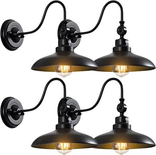 Miniatura 9 de Luces de pared para exteriores, color negro mate, cuello de cisne, luz de granero de 9.8 pulgadas, ángulo ajustable, impermeable, lámparas de pared