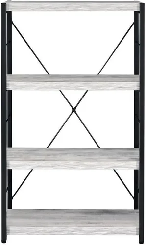 Miniatura 5 de Acme Jurgen - Estantería rectangular con 4 estantes de madera, color blanco antiguo y negro