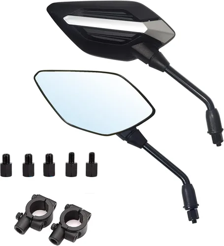 Miniatura 11 de Mamiko Espejos de Motocicleta Universales de 8MM para Manillares de 7/8" Compatible con ATV Moto de Nieve Scooter Ciclomotor Dirt Bike Sportsman