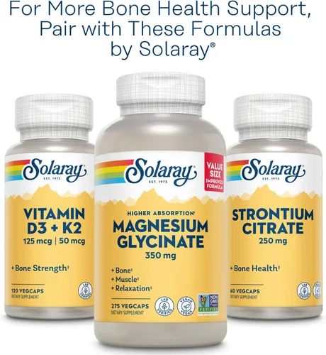 Miniatura 6 de SOLARAY Citrato de calcio y magnesio proporción 1:1 con vitamina D 2 - Suplementos de calcio para mujeres y hombres - Calcio 1000 mg, magnesio 1000