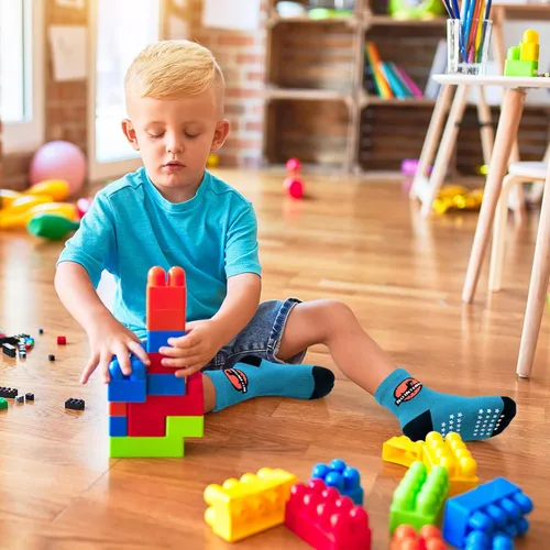 Miniatura 2 de 12 paquetes de calcetines antideslizantes para niños y bebés con agarre para niños de 1-7 años, calcetines de algodón de tripa para niños y niñas
