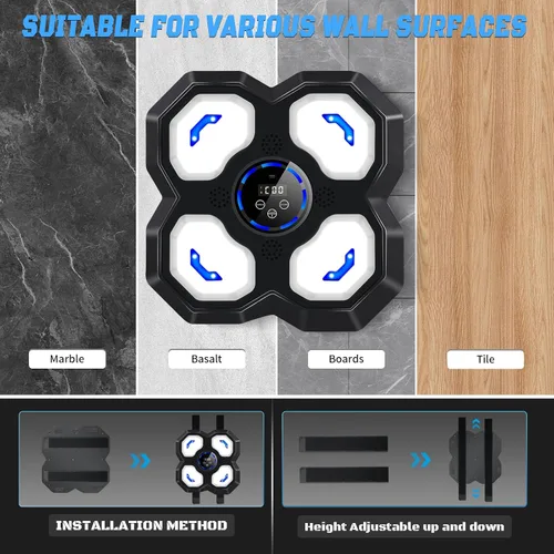 Miniatura 5 de Máquina de Boxeo Musical para Niños y Adolescentes Adultos, Equipo de Entrenamiento con Guantes, Máquina de Entrenamiento Musical de Boxeo Montada