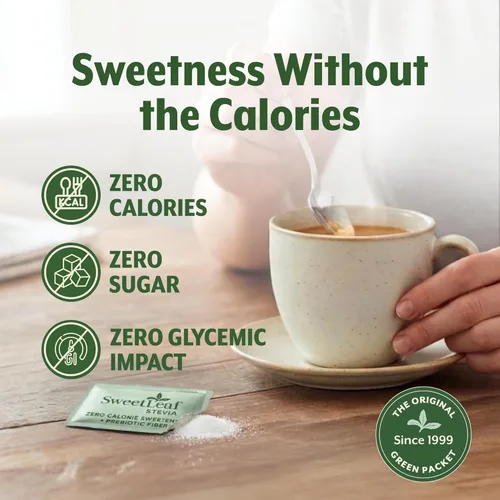 Miniatura 4 de SweetLeaf Paquetes de polvo de stevia - Edulcorante cero calorías con extracto de hoja de stevia, sin aditivo edulcorante artificial, sin azúcar