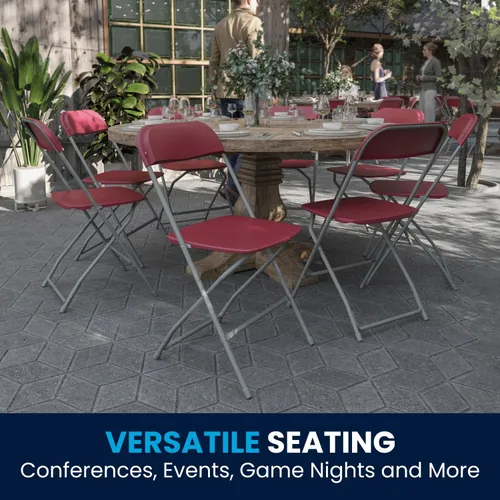 Miniatura 8 de Flash Furniture Hercules Series Silla plegable de plástico, color rojo, paquete de 6, capacidad de peso de 650 libras, cómoda silla para eventos