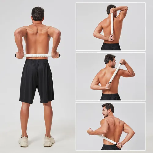 Miniatura 4 de Rodillo de masaje muscular - Pistola de fascia de tejido profundo para alivio del dolor miofascial, drenaje linfático y escultura corporal, Negro