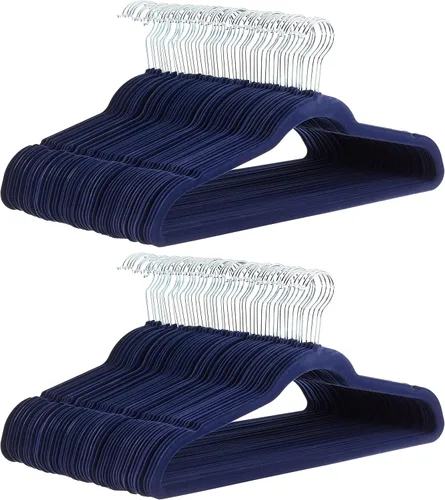 Miniatura 16 de Amazon Basics - Juego de 100 perchas para ropa, delgadas, antideslizantes y de terciopelo, color negro