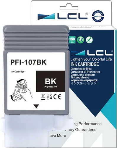 LCL PFI-107 Cartucho de tinta negro de 4.4 fl oz de repuesto para Canon PFI-107 PFI-107BK PFI107BK para impresoras Canon ImagePROGRAF iPF670 iPF680