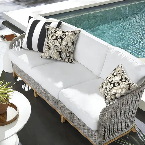 Miniatura 335 de Juego de 2 almohadas para exteriores de 16 x 16 pulgadas, repelentes al agua con interiores, para muebles de patio, hogar, jardín, geometría bohemia