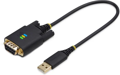 Miniatura 2 de StarTech Cable adaptador USB a serie de 1 pie (11.8 in), retención COM, FTDI, USB-A a DB9 RS232, indicadores LED, tuercas de tornillos DB9