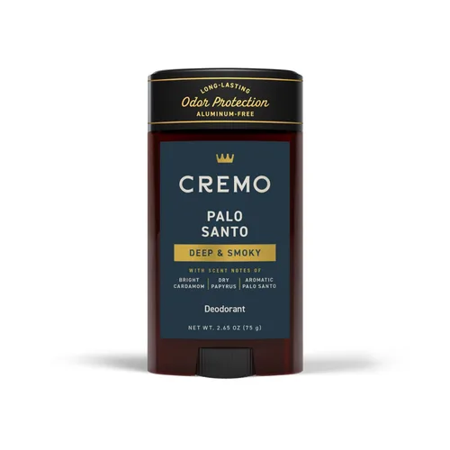 Cremo Palo Santo - Desodorante sin aluminio para hombres, protección contra olores de larga duración de 48 horas, 2.65 onzas