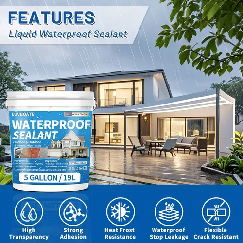 Miniatura 3 de LUVBOATE - Sellador impermeable líquido transparente de 5 galones, revestimiento impermeable transparente a base de agua, invisible reparador