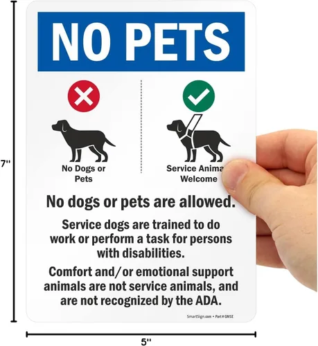 Miniatura 9 de SmartSign Paquete de 4 etiquetas adhesivas de animales de apoyo emocional de 7 x 5 pulgadas con símbolos de perro, poliéster laminado de 5 mil