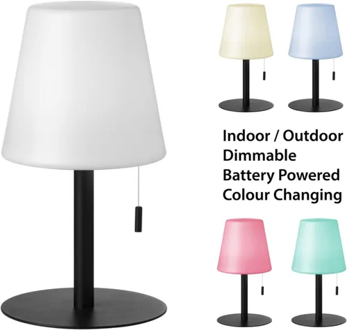 Miniatura 4 de Dainolite Tinsley Lámpara de mesa - 2.5W - Acabado negro mate - Pantalla blanca - Bombilla que cambia