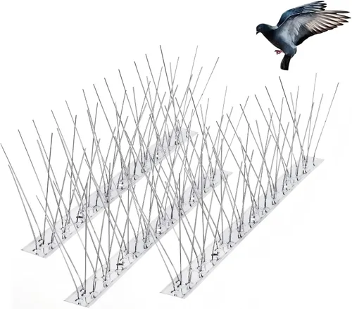Paquete de 10 picos para pájaros de acero inoxidable de 11 pies, picos para pájaros para exteriores para mantener alejados a los pájaros, clavos