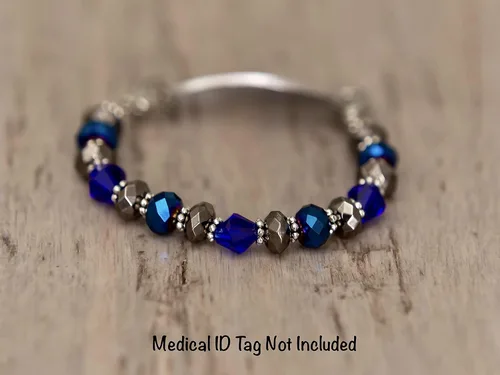 Miniatura 71 de Pulsera elástica de alerta médica, pulsera de identificación médica de repuesto intercambiable, etiqueta de identificación no incluida, cristales