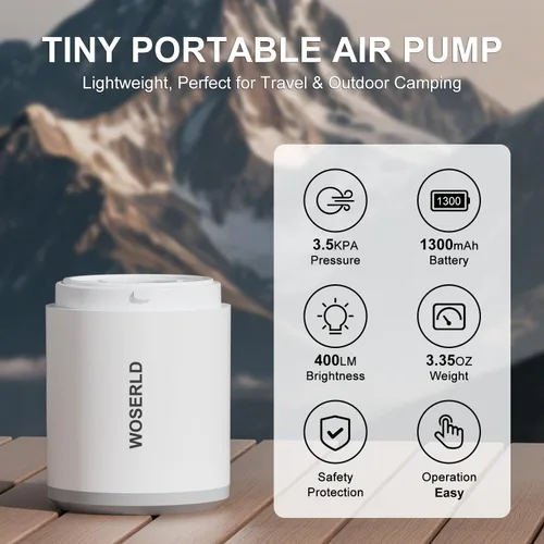 Miniatura 2 de Bomba de aire eléctrica al aire libre Luz de camping SOS Light Batería de litio de gran capacidad para balsa de aire cojín de aire Anillo de natación