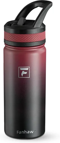 Miniatura 8 de Fanhaw Botella de Agua Aislada para Niños de 18 Oz con Tapa de Pajita – Acero Inoxidable de Doble Pared al Vacío, A Prueba de Fugas, Botellas