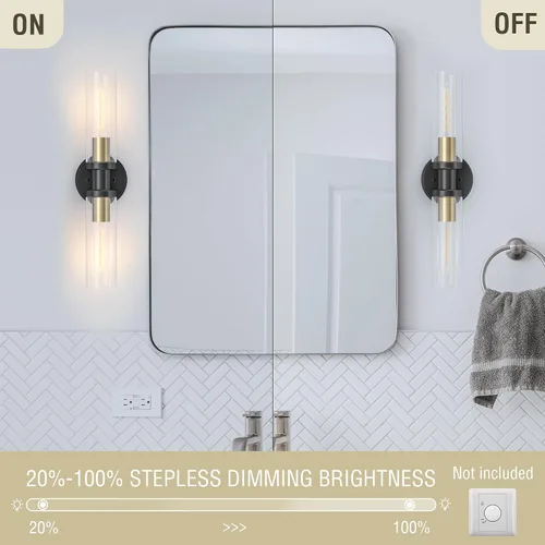 Miniatura 7 de Lámparas de baño de 2 luces negras y doradas, luces de tocador de baño sobre espejo, apliques de pared, iluminación industrial, accesorios