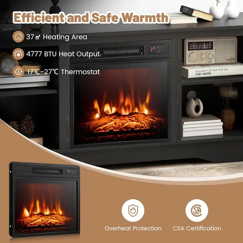 Miniatura 5 de SIMOE Soporte de TV eléctrico con chimenea para televisores de hasta 65 pulgadas, consola de TV moderna de 58 pulgadas con chimenea de 18 pulgadas