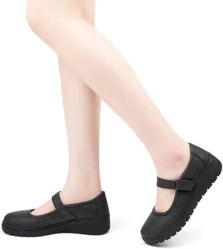 Miniatura 6 de VJH confort Zapatos planos Mary Jane para mujer, transpirables, cómodos, con punta redonda, tacón bajo, sin cordones, ligeros, para caminar