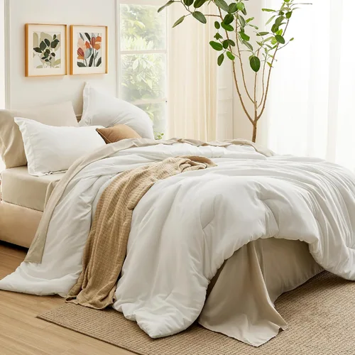 Miniatura 21 de Bedsure Juego de ropa de cama con edredón tamaño individual de 5 piezas, diseño bohemio contrastante, juego de cama en una bolsa con edredón