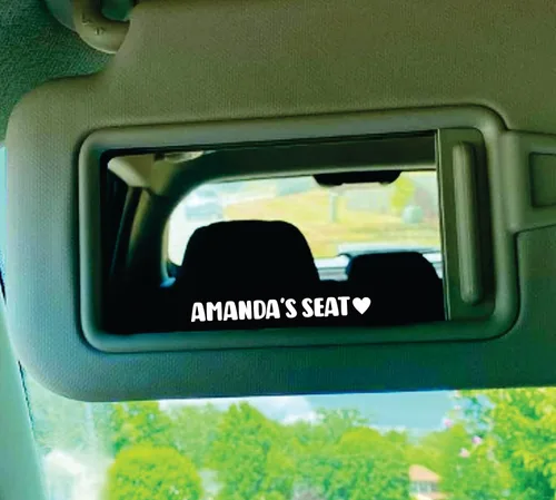 Adhesivo de vinilo con nombre personalizado para el espejo del asiento del automóvil, calcomanía de vinilo para ventana trasera de camión,