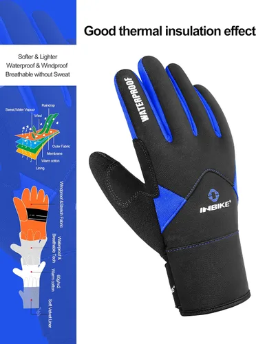 Miniatura 2 de INBIKE Winter Cycling Gloves for Men Women Cold Weather Thermal Windproof Gel Bike Gloves Touch Screen