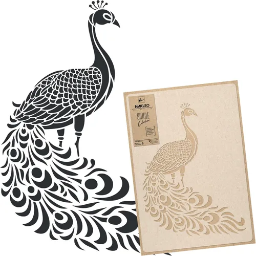 Miniatura 15 de NAKLEO - Plantilla de pared de plástico reutilizable - 23 x 37 pulgadas - Adorno de barandilla china - Papel tapiz grande para pintura de arte DIY