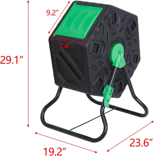 Miniatura 8 de Contenedor de compostaje giratorio con puertas correderas, contenedor de compostaje de una sola cámara, resistente para jardinería al aire libre