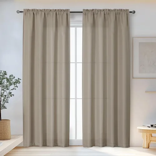 Miniatura 93 de OWENIE Bob Juego de 2 Paneles de Cortinas Negras de Cocina para Ventanas de 36 Pulgadas de Largo, Cortinas Cortas de Café con Textura de Lino