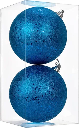 Miniatura 10 de Esferas de adorno de Navidad de 4.7 pulgadas, decoraciones de Navidad grandes, árbol de Navidad, inastillables, grandes, negras, con lazo