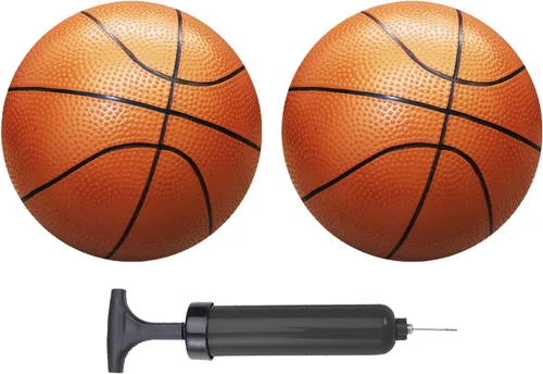Miniatura 11 de ABAJI Mini pelotas de baloncesto azules, paquete de 2, juego de 12.7 cm con bomba y aguja, material duradero para mini aro, para niños de 3 años