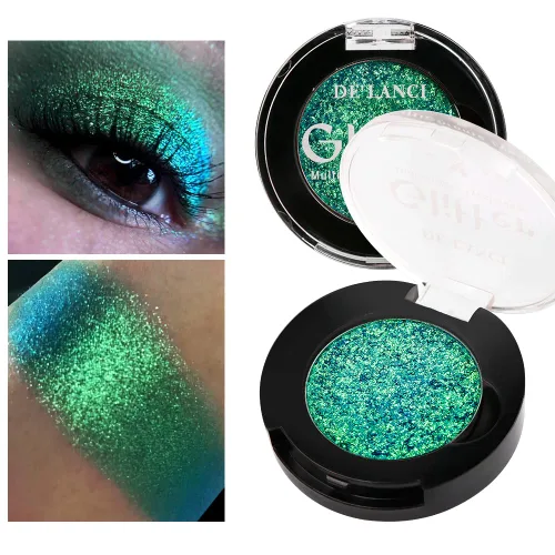 Miniatura 12 de Afflano Sombra de ojos única morado-dorado brillante, sombra de ojos multicolor cromo duo, sombra de ojos holográfica con purpurina, cambio
