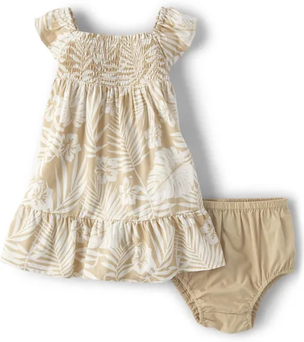 The Children's Place Vestidos para bebés niñas y recién nacidos, estampado de palma crema, 3-6 meses, Estampado De Palma Crema