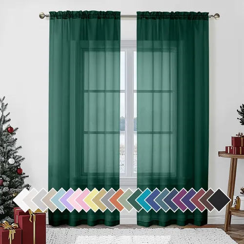 Miniatura 230 de Aiyufeng 2 paneles de cenefa transparente negra de 14 pulgadas de largo, cortinas cortas negras transparentes para dormitorio, cortinas de cocina
