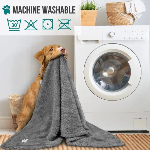 Miniatura 6 de PETAMI Manta de forro polar esponjoso para gatos y perros, gris, talla XL