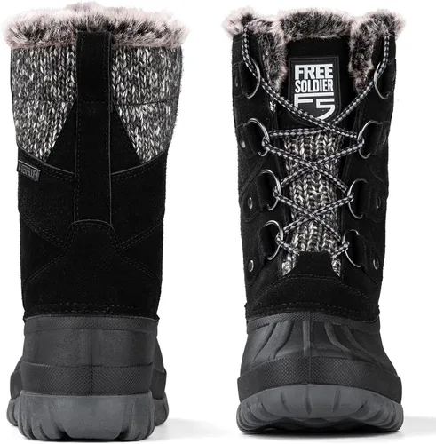 Miniatura 6 de FREE SOLDIER Botas de nieve impermeables de invierno para mujer, para clima frío, botas de pato de moda para exteriores, cómodas y aisladas