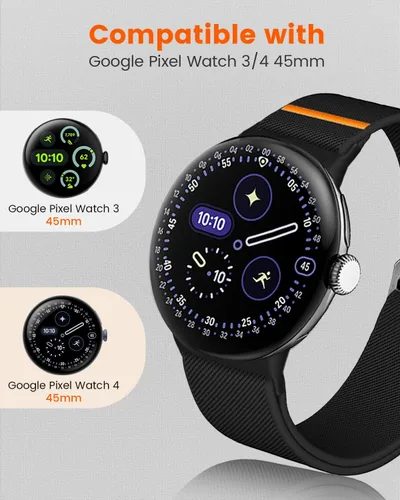 Miniatura 6 de Banda elástica de nailon para Google Pixel Watch 4/3 45mm, correa de bucle suave y transpirable para Pixel Watch 4 45mm con hebilla de cabeza