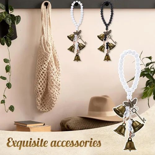 Miniatura 6 de Jetec 2 piezas de campanas de bruja para proteger las puertas, campanas de viento de bruja, corona hecha a mano para decoración de puerta del hogar