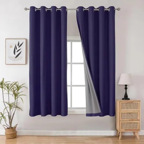 Miniatura 46 de Joydeco - Juego de 2 paneles de cortinas opacas de 63 pulgadas, 2 cortinas largas con aislamiento térmico burg, cortinas de oscurecimiento