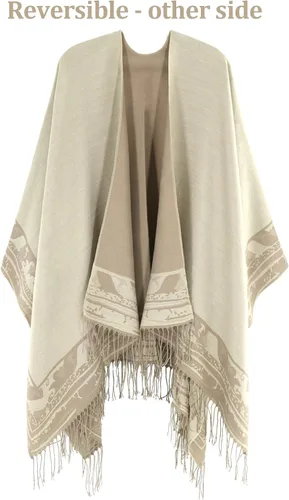 Miniatura 125 de Poncho chal para mujer, suéteres suaves y cálidos para mujer, parte delantera abierta, poncho de viaje para otoño, invierno y primavera