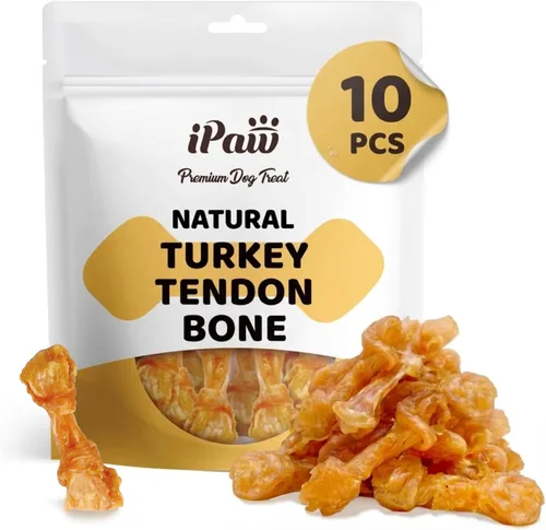 Miniatura 10 de iPaw Tendones de pavo para perros, 100% Turquía y materia prima de origen estadounidense, hipoalergénicos, masticables naturales de grado humano