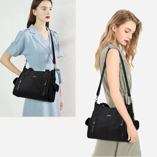 Miniatura 5 de KL928 - Bolsas grandes y bolsos de mano para mujeres con múltiples bolsillos suaves piel sintética y estilo hobo