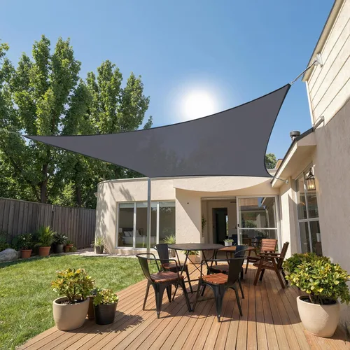 Toldo parasol rectangular de 8 x 10 pies, Toldo con bloqueo UV para patio, césped, jardín, actividades al aire libre, color gris, malla de bloqueo