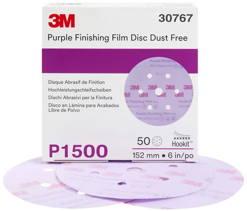 Miniatura 14 de Disco de película para acabado púrpura antipolvo, modelo P1 3769 de 6 pulgadas, de 3M, P1200, 5