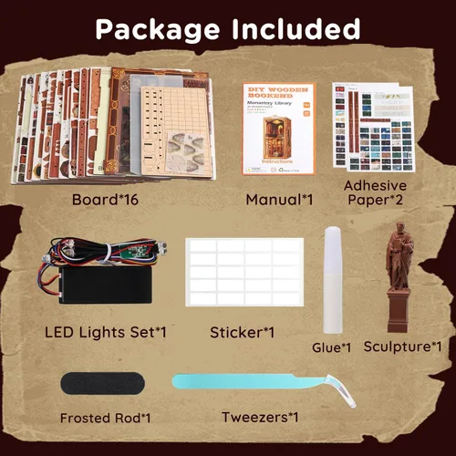Miniatura 8 de SainSmart Jr. Kit de rincón de libros - Casa de muñecas DIY con luz LED - Kits de rompecabezas de madera en 3D en miniatura - Sujetalibros