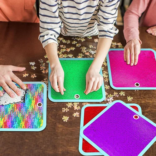 Miniatura 6 de VitalCozy 8 tapetes sensoriales de lentejuelas con panel de pared de tela de lentejuelas de 8 pulgadas, surtido de azulejos sensoriales táctiles